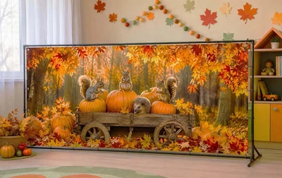 Банер осінній для фотозони PHOTODECOR «Білочки на гарбузах» 1 кв.м.