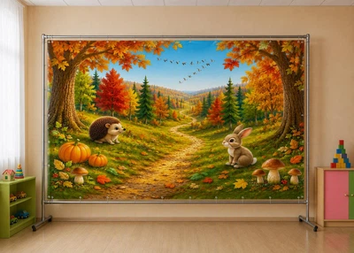 Баннер осенний для фотозоны PHOTODECOR «Животные на лужайке» 1 кв.м.