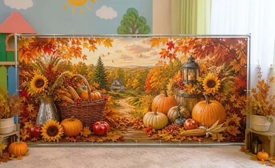 Банер осінній для фотозони PHOTODECOR «Яскравий гарбузовий врожай» 1 кв.м.