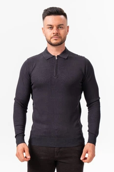 Джемпер-поло из трикотажа K.O.R 35166-2 Тёмно-серый (№78 grey) XL