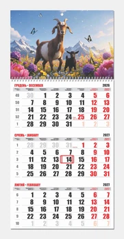 Календарь Козы квартальный 2027 год Контраст на одну пружину 04