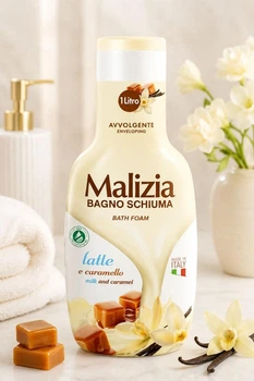 Гель-піна для душу та Ванни Релаксуюча Malizia Bagno Schiuma Bath Foam Latte e Caramello Малізія Помякшення Молоко та Каремель 1л
