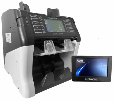 Профессиональный Счетчик Банкнот HITACHI 175 FF 2014–2018 Двухкарманная Модель с Детекцией Подлинности и Фасовкой Купюр Б/У