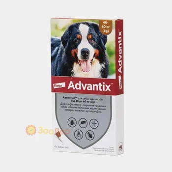 Капли от блох и клещей Elanco Advantix для собак от 40 кг до 60 кг, (1 пипетка)
