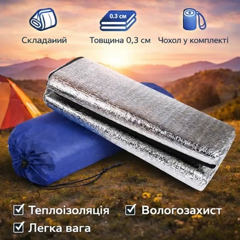 Подложка в палатку водонепроницаемый коврик каремат термо коврик подстилка для палатки алюминиевая влагостойкая 195х143 м