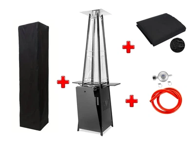 Газовый обогреватель Pyramid Black GRILLI 777415 13 кВт нержавеющая сталь 227х52х52 см черный