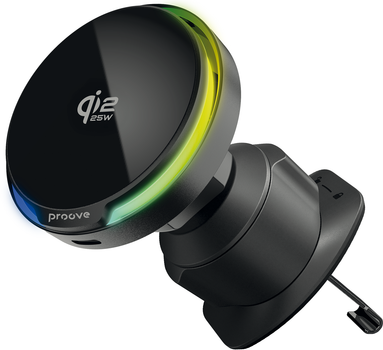 Автотримач для телефону з бездротовою зарядкою Proove Spark Qi2.2 25W Black (665680001)