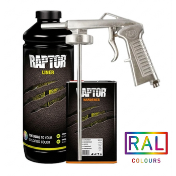 Защитное покрытие повышенной прочности + краскопульт | RAPTOR King of Tough | 1 л - Под цвет
