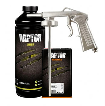 Защитное покрытие повышенной прочности + краскопульт | RAPTOR King of Tough | 1 л — Черный