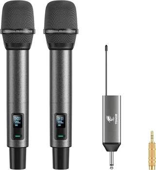 Беспроводные микрофоны TONOR TW520 UHF, комплект 2 шт с приемником, аккумуляторные