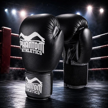 Боксерські рукавички для боксу та єдиноборств чорні Phantom Ultra Black 16 унцій