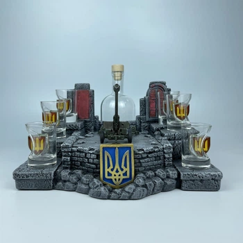 Сувенірний мінібар з моделлю гармати Мста-Б з графіном та чарками зі вставками (11570-2)