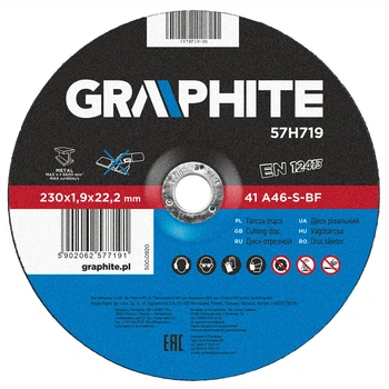 Отрезной диск по металлу Graphite 57H719 125×1,0×22,2 мм A60-T-BF EN12413