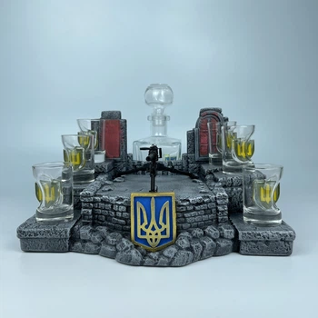 Сувенірний мінібар з моделлю кулемета Browning M2 з графіном та чарками зі вставками (11578-3)