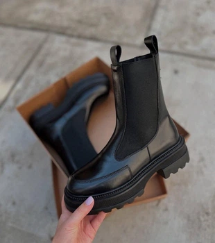 Черевики жіночі весняно-осінні KATI SHOES з натуральної шкіри 35 р. чорні 314 (6233)