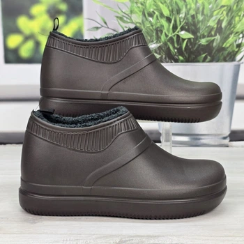 Калоші чоловічі піна з хутром зимові шоколадного кольору Dago Style 46р (30 см) 3483