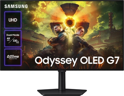 Монитор 32" Samsung Odyssey OLED G7 (LS32HG732SIXUA)-- OLED / Dual Mode (4K 165Hz or FHD 330Hz) / 0.03 мс (GtG) / 240Гц / DCI 99% / DisplayHDR TrueBlack 400 / AMD FreeSync Premium Pro / NVIDIA G-Sync / Samsung OLED Safeguard+ / PIVOT