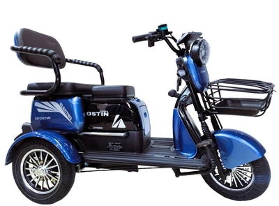 Электрический Трицикл Corso Ostin PRO (1200W, 72V, 28Ah) Гидравлические тормоза Электробайк Скутер Синий