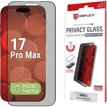Конфіденційне захисне скло Displex Privacy Full Cover для смартфона Apple iPhone 17 Pro Max (4028778127282)