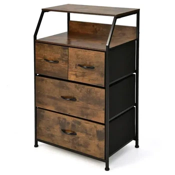 Высокий комод с 4 ящиками, 60×39×96 см, рустикальный коричневый