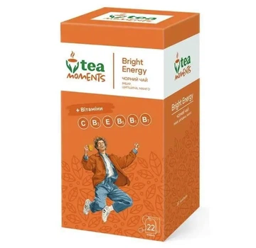 Чай чорний Tea Moments Bright Energy Яскрава Енергія 22 саш по 1.8 г + Вітаміни, імбир, шипшина, манго