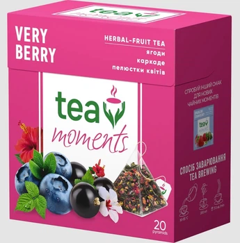 Чай фруктово-ягодный Tea Moments Very Berry Настоящий Ягодный 20 пирамидок по 1.7 г
