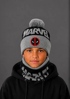 Дитячий зимовий комплект (баф + шапка) Дедпул (Deadpool) 53-56 см Сірий