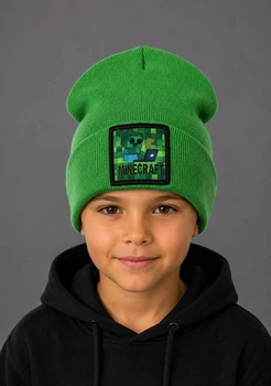 Дитяча демісезонна шапка з нашивкою Майнкрафт (Minecraft) 52-56 Зелений