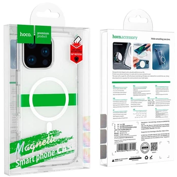 Чехол силиконовый HOCO противоударная с MagSafe для Apple iPhone 14 PLUS 6,7", прозрачный