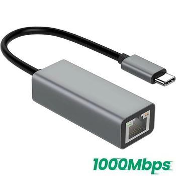 Гігабітний Type-C Мережевий адаптер LAN Ethernet 1000 Мбіт/с METAL Grey (487371)