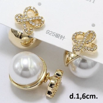 Серьги - пусеты двусторонние в столе Dior с жемчужиной