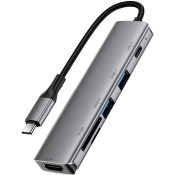 Док-станція USB3.0 Type-C --> HDMI4K@60Hz/2xUSB-A 3.0/TF/SD/USB-C 90W Hub 6-in-1 J18 Acefast