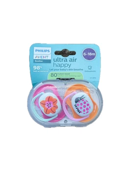 Пустушка Philips Avent Ultra Air 6 - 18 міс, 2шт (рожева та помаранчева)