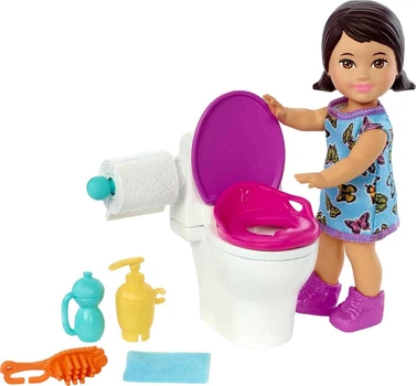 Лялька Барбі Скіппер Малеча Ванна кімната Barbie Skipper Babysitters Inc Brunette Doll Potty & Bathroom (HJY27)