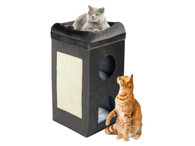 Когтеточка-башня ZOOFARI для кота 39×77×39 см, кошачий домик с лежанкой и подушкой.