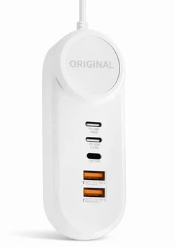 Зарядное устройство зарядка адаптер PD18W на 2USB (быстрая зарядка) + 2хType-C с сетевым шнуром питания