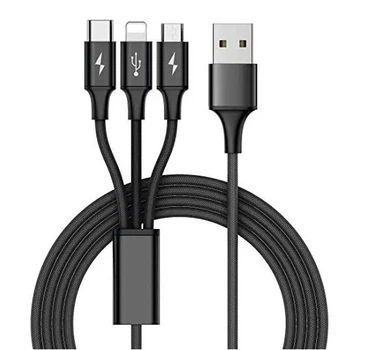 USB кабель 3 в 1 Apple +Type-C+Micro USB быстрая зарядка качество Charging Cable