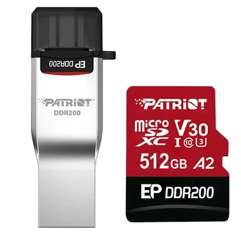 Карта пам'яті microSDXC Patriot EP Series 128 ГБ Class 10 UHS-I U3 V30 A2 DDR200 до 160 МБ/с з кардрідером USB-A/USB-C