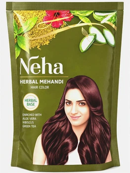 Фарба-хна індійська для волосся (NEHA HENNA) НЕХА ХЕНА з зеленим чаєм, алоє та гібіскусом 140 г Руда
