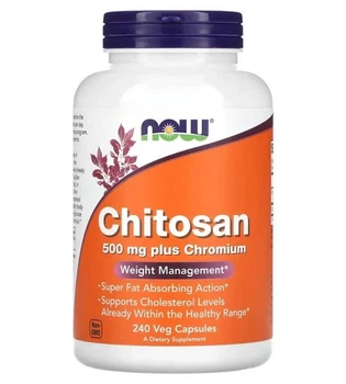 Хітозан з хром NOW Chitosan 500mg plus Chronium 240caps натуральна добавка