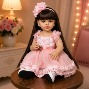 Реалістична лялька реборн Reborn Baby Doll Rosalie 55 см – вінілова дівчинка з волоссям та аксесуарами, можна купати (RB097)