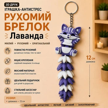Брелок-антистрес «Котик»,фіолетовий