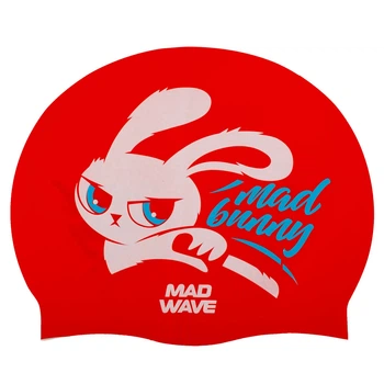 Шапочка для плавания силиконовая юниорская кролик Mad Swim 057415 Red-Multicolor