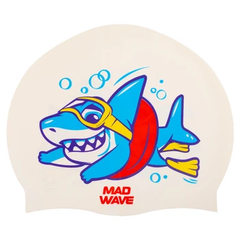 Шапочка для плавания силиконовая юниорская Mad Swim 057432 White-Multicolor
