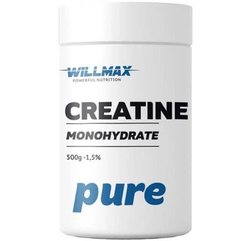 Креатин Willmax Creatine Monohydrate Unflavored 500 г без вкуса, креатин моногидрат
