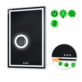 LED-зеркало 70x80см, с тремя сенсорами, подогревом и линзой с подсветкой, модель Karnet (karnet59)