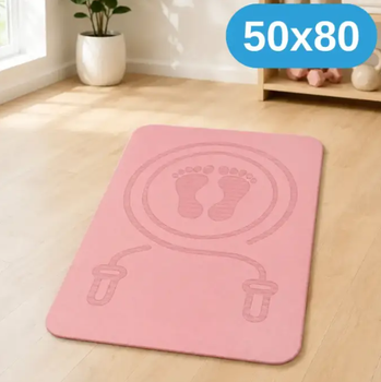 Коврик для скакалки 50×80 см - спортивный коврик для домашних тренировок, фитнеса и кардио розовый KT9000301