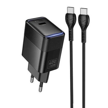 Сетевое зарядное устройство с кабелем HOCO CS113A Lounge single port PD40W charger White