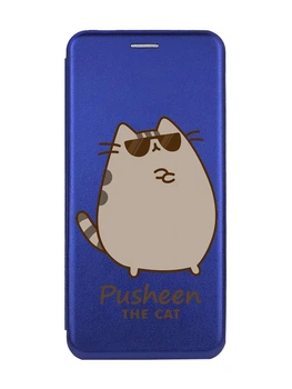 Чехол-книжка синий с рисунком на Samsung Galaxy A14 5G Пушин кот (принт 424)