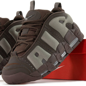 Кроссовки женские и мужские Ni Air More Uptempo Low Baroque Brown / Най аир мор Аптемпо коричневые с серым 43